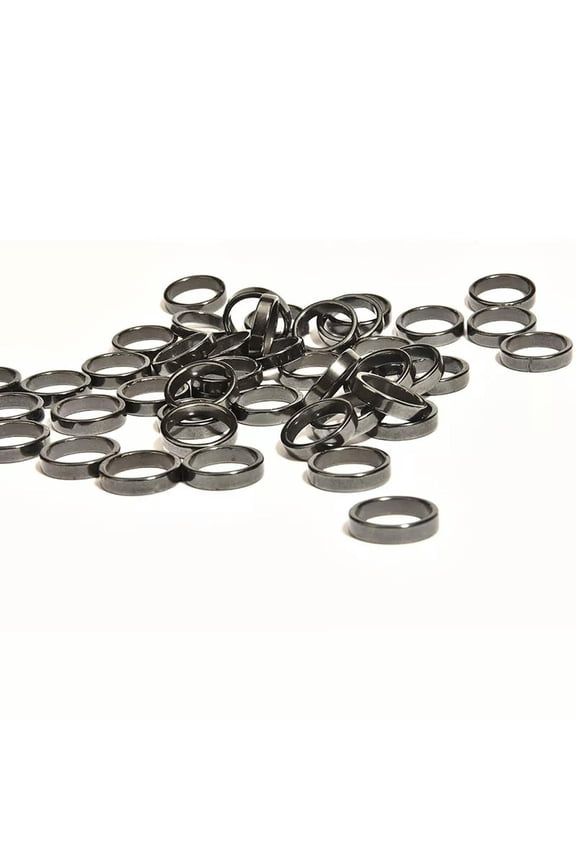 100pcs 6mm Natural Black Hematite Ring - Anxiety Balance Circulation