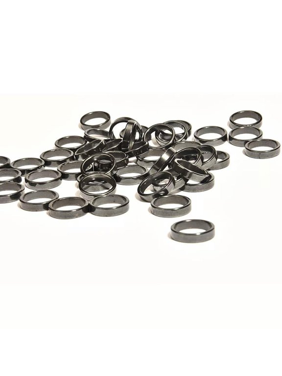 100pcs 6mm Natural Black Hematite Ring - Anxiety Balance Circulation