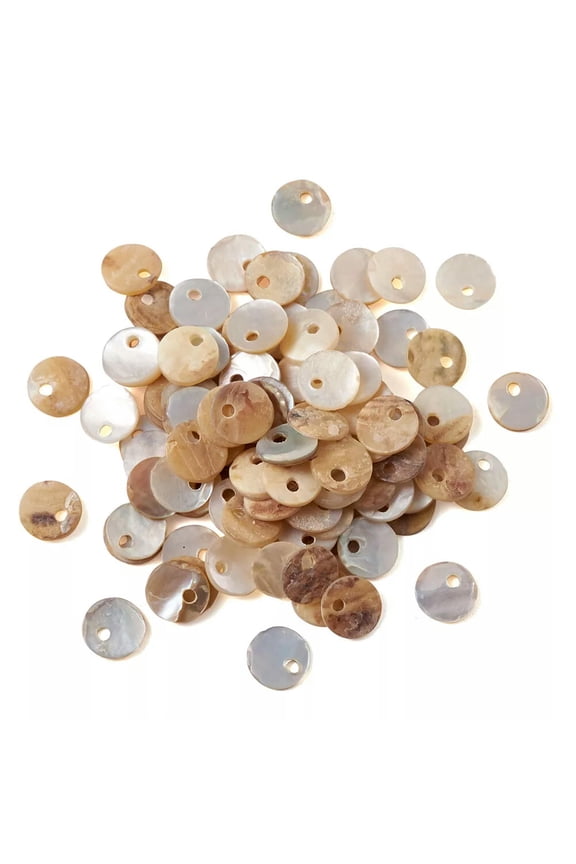 100pcs 6x1mm Natural Pearl Shell Charms Mini Flat Round Disc Coin Seashells