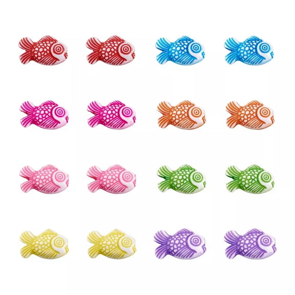 MATROOY 100pcs Acrylic Koi Fish Tiny Spacer Beads Mixed Colors Plastic Loose Bead 15x9mm