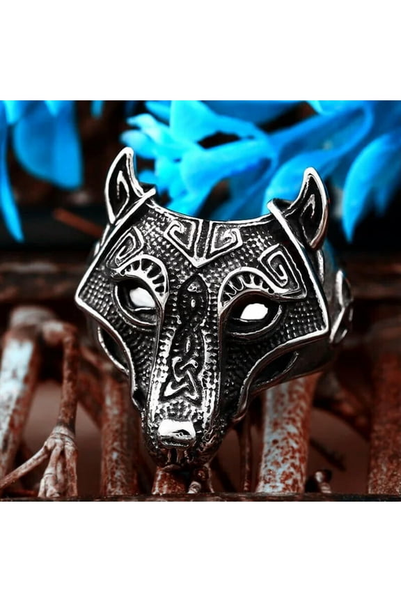 100pcs Amulet Of The Norse Vikings Men's Ring With A Fox Mask Ring Men's