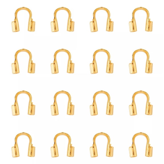 MATROOY 100pcs Brass Wire Guardian Wire Cable Protector Golden Loops U Shape Accessories