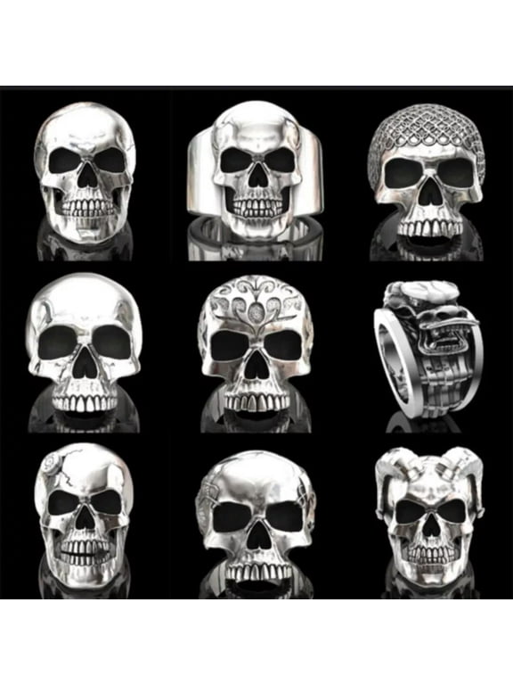 100pcs Gothic Mens Skull Bones Biker Ring Men Alloy Jewelry Size 6-13