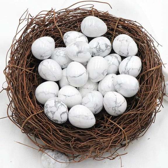 MATROOY 100pcs Lots Natural Howlite Stone Gemstone Crystal Sphere Healing Massager Egg