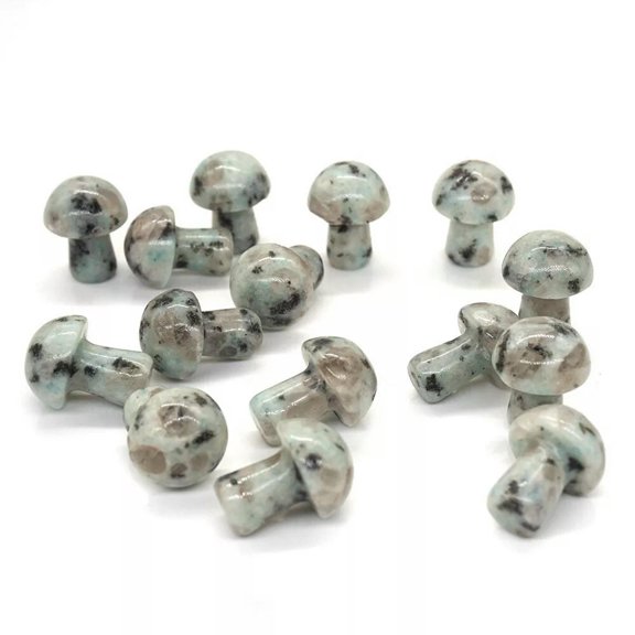 MATROOY 100pcs Mini Natural Lotus Jasper Stone Mushroom hand Carved Crystal Healing