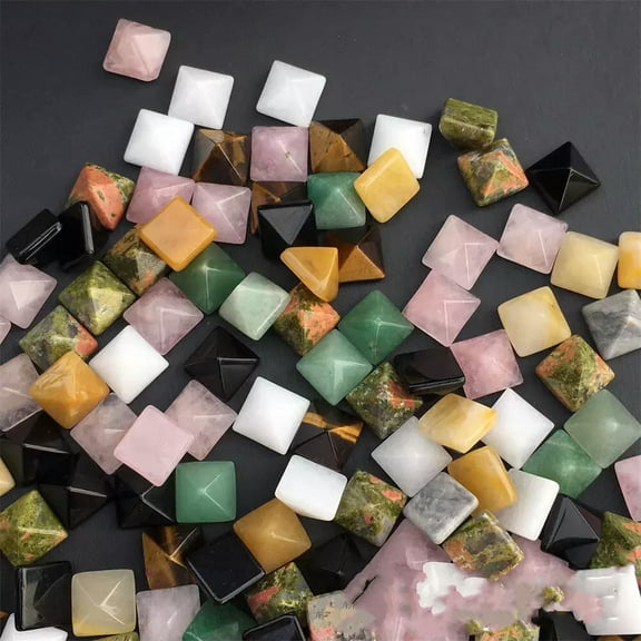 MATROOY 100pcs Mix mini Natural pyramid quartz pyramid crystal tower point healing gift