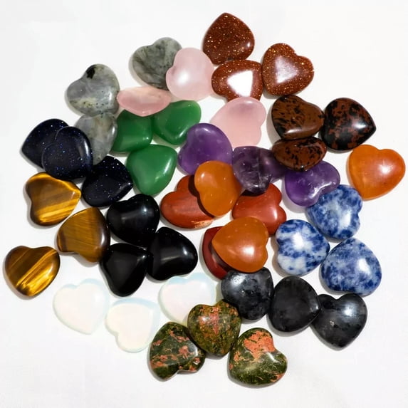 MATROOY 100pcs Natural Quartz Crystal Healing Heart Gemstone for Home Decor 20x6mm
