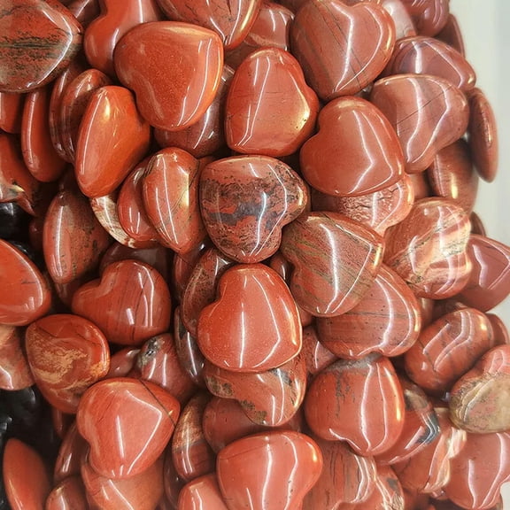 MATROOY 100pcs Natural Red Jasper Stone Healing Heart Gemstone for Home Decor 20x6mm