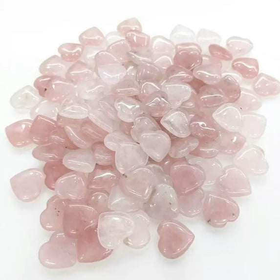 MATROOY 100pcs Natural Rose Quartz Stone Healing Heart Gemstone for Home Decor 20x6mm