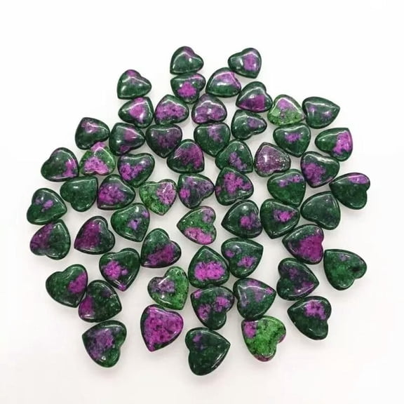 MATROOY 100pcs Natural Ruby In Fuchsite Stone Healing Heart Gemstone Home Decor 20x6mm