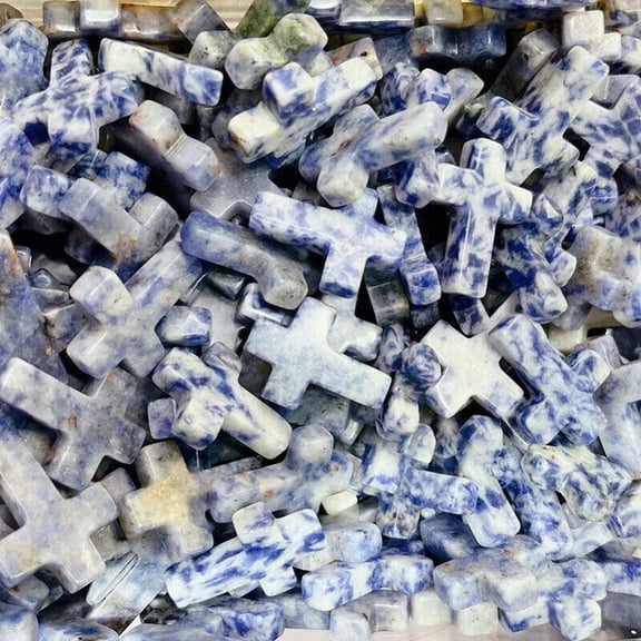 MATROOY 100pcs Natural Sodalite Stone Healing Crystal Cross Gemstone Home Decor 18x25mm