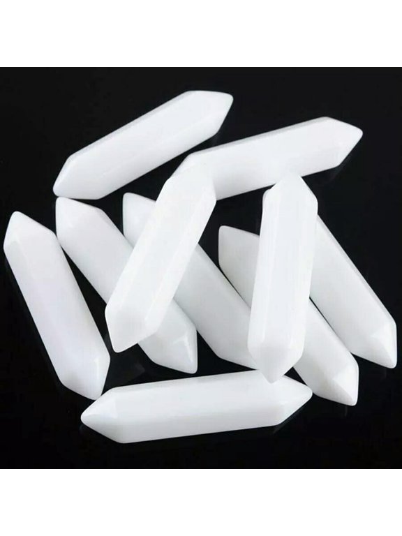 100pcs Natural Stone White Jade Hexagonal Pointed Pendant Healing Reiki No Hole