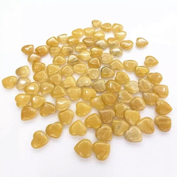 MATROOY 100pcs Natural Yellow Jade Stone Healing Heart Gemstone for Home Decor 20x6mm