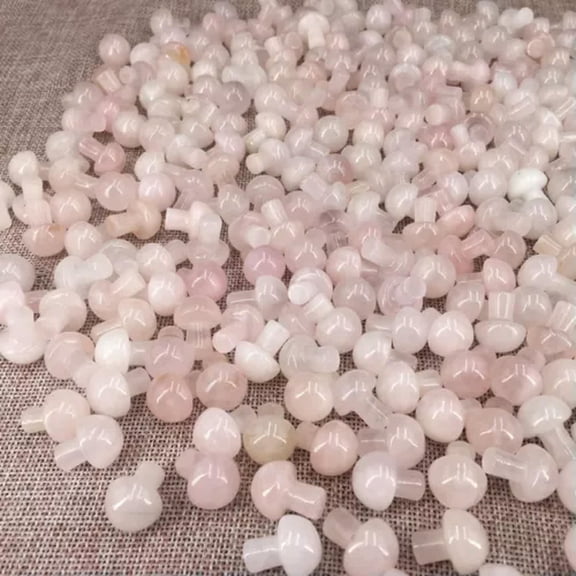 MATROOY 100pcs Natural mini rose Quartz mushroom Quartz Crystal Gift Reiki Healing