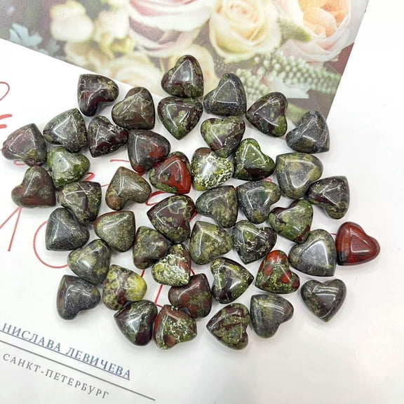 MATROOY 100pcs Small Natural Dragon Blood Stone Healing Heart Gemstone Home Decor 12x6mm