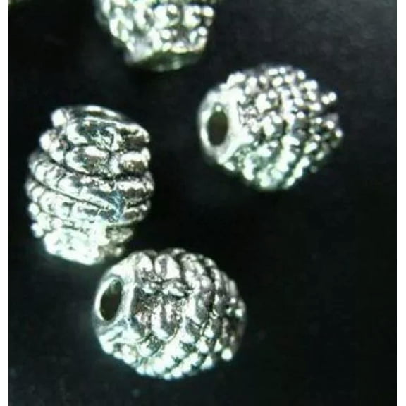 MATROOY 100pcs Tibetan Silver Dotted Barrel Spacers Beads R7