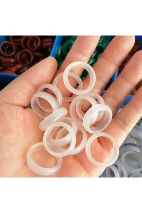 100pcs Wholesale Natural White Agate Stone Ring Jewelry Gemstone Band Rings Lots