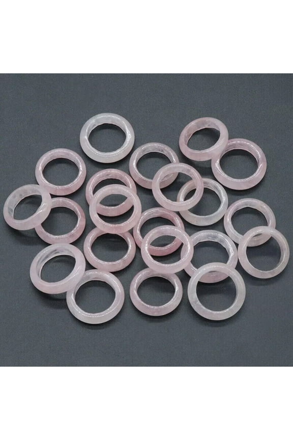 100pcs Wholesale Ring Jewelry Natural Rose Quartz Stone Gemstone Rings Lots