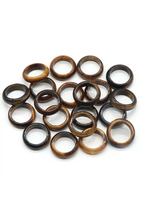 100pcs Wholesale Ring Jewelry Natural Tiger Eye Stone Gemstone Rings Lots
