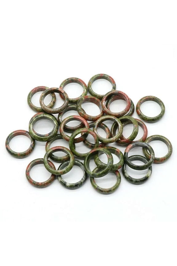 100pcs Wholesale Ring Jewelry Natural Unakite Stone Gemstone Rings Lots
