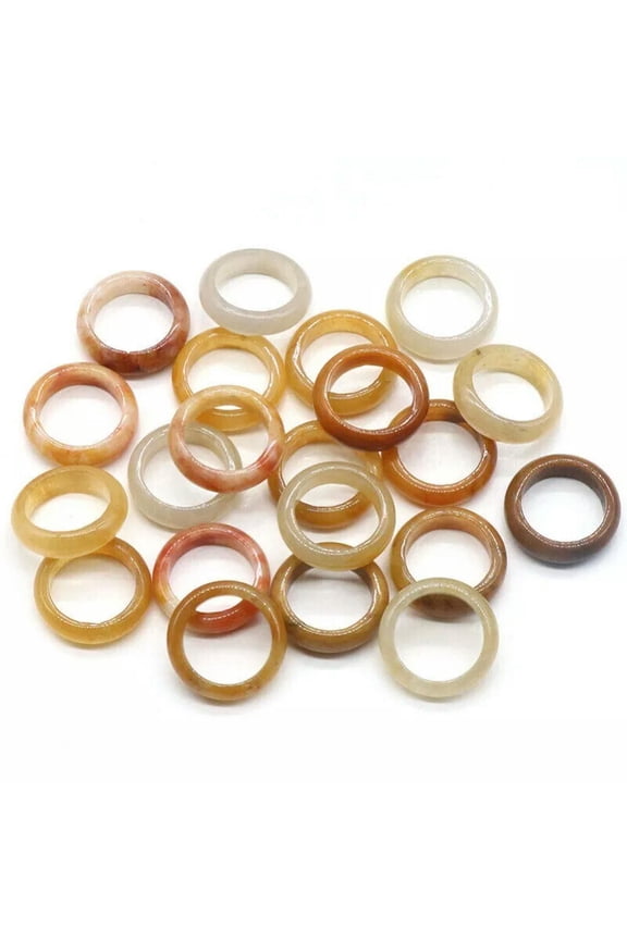 100pcs Wholesale Ring Jewelry Natural Yellow Jade Stone Gemstone Rings Lots