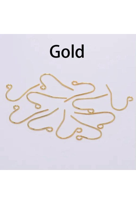100pcs/lot 21*12mm Gold Bronze Earring Hooks Findings Ear Hook Earrings Clasps-Gold