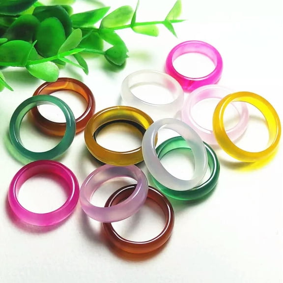MATROOY 100ps Color Mix Natural Agate Gemstone Jade Rings Wholesale Fashion Jewelry Lots
