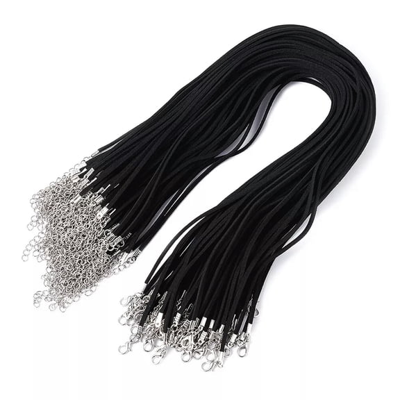MATROOY 100strands Faux Suede Necklace Chain Cotton Rope with Lobster Claw Clasp 450mm