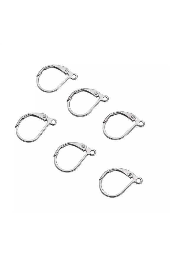 100x France Earring Hoop Stainless Steel Leverback Earring Open Loop 15x10mm