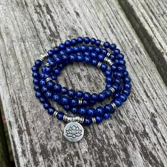 MATROOY 108 Mala Beads Prayer Lapis Lazuli Necklace Multi Strands Healing Yoga Bracelet