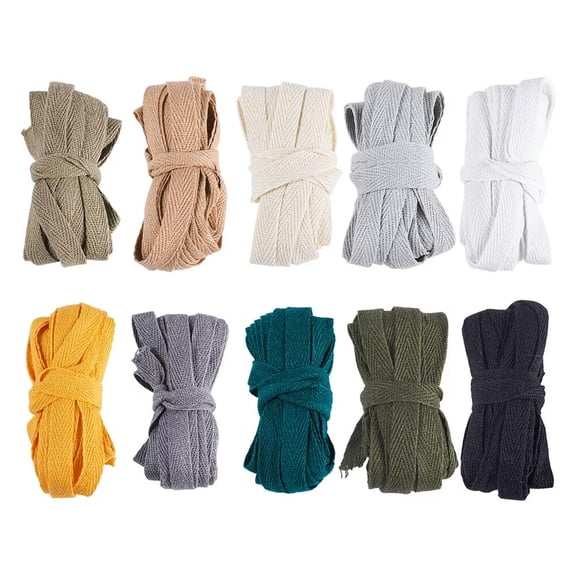 MATROOY 10Colours Cotton Twill Tape Ribbons Herringbone Bias Ribbons for Gift Wrapping