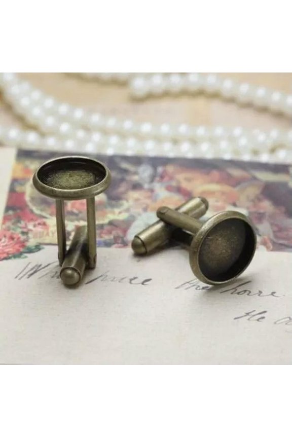 10PCS Antiqued Bronze 12mm Round Blank Settings Cuff Links #22702