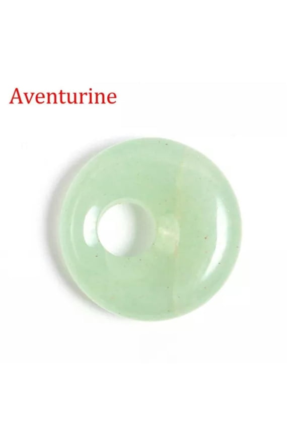 10PCS Natural Stone Round Donut Charms Pendants 18mm DIY Jewelry Making-Aventurine