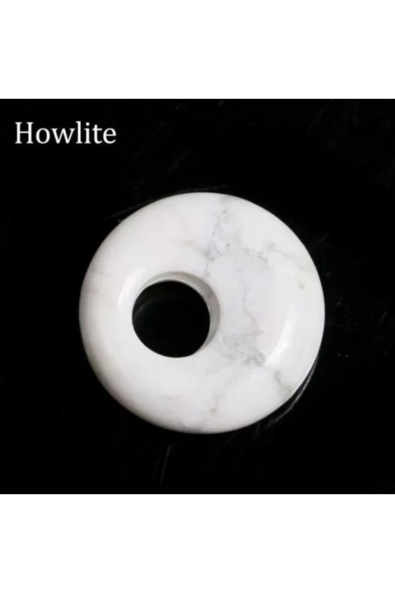 10PCS Natural Stone Round Donut Charms Pendants 18mm DIY Jewelry Making-Howlite