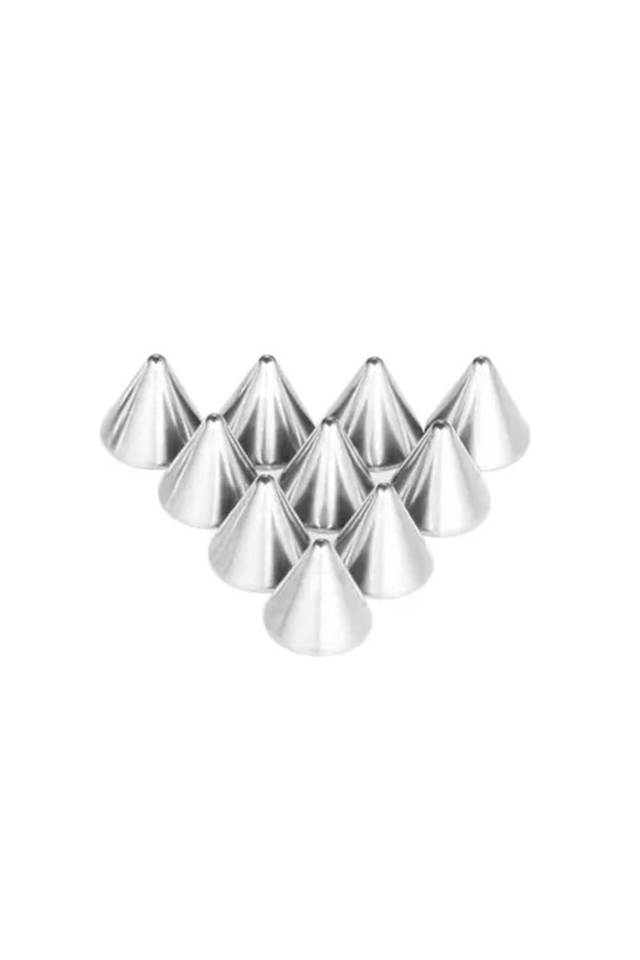 10PCS Replacement Beads Lip Eyebrow Belly Button Nails Round Ball Point Cones -Steel Cone-1.2*3