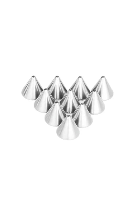10PCS Replacement Beads Lip Eyebrow Belly Button Nails Round Ball Point Cones -Steel Cone-1.2*6