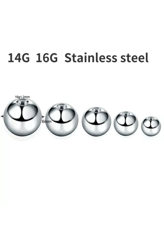 10PCS Stainless Steel Replacement Ball Bead Lip Eyebrow Tongue Ear Tragus Belly-6MM-1.2MM