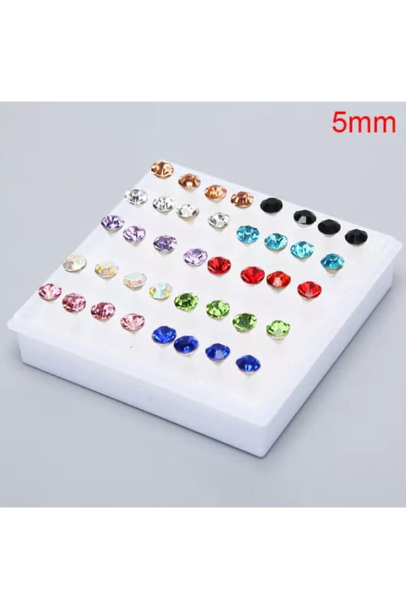 10Pairs/20Pairs Set Rhinestone Crystal Stud Earrings Small Earrings Jewe JdF_tu-5mm(20Pairs)