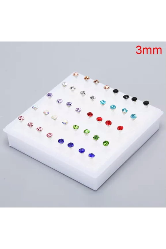 10Pairs/20Pairs Set Rhinestone Crystal Stud Earrings Small Earrings Jewe JdFkj-3mm(20Pairs)