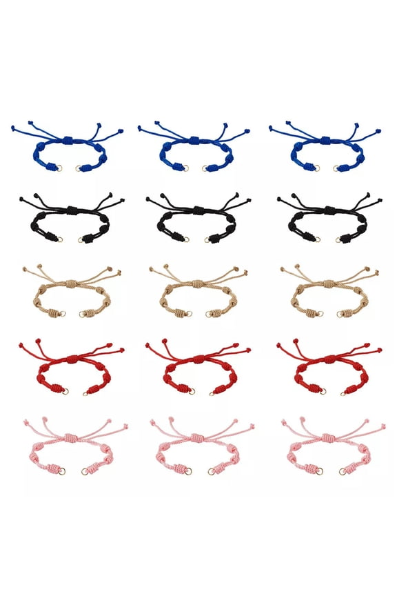 10Pcs Adjustable Nylon Braided Cord Bracelets Colorful Knotting Ropes 13 inch