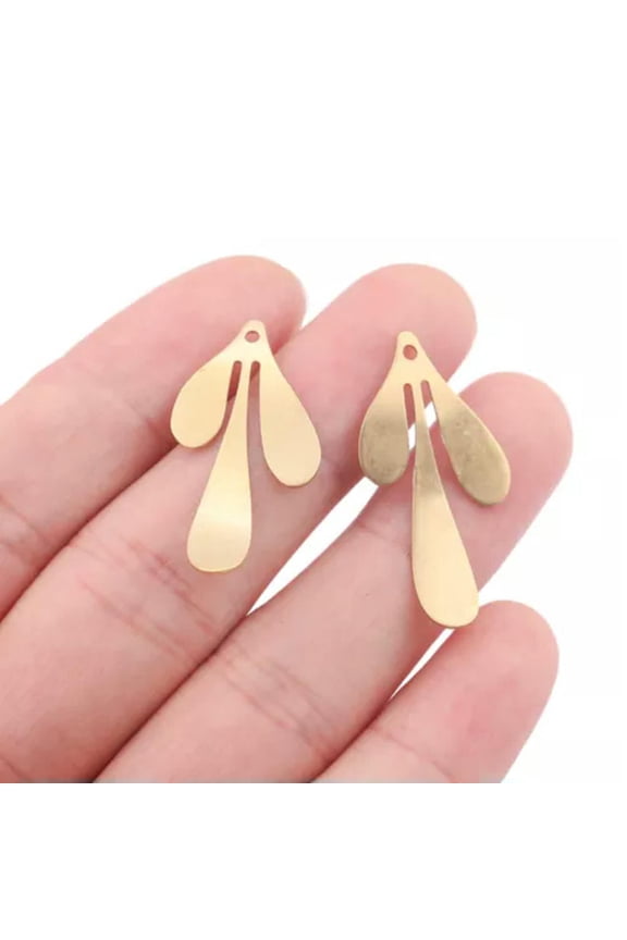 10Pcs Brass Abstract Leaf Charm Leaves Pendant For Hippie Earring Jewelry Making-#1