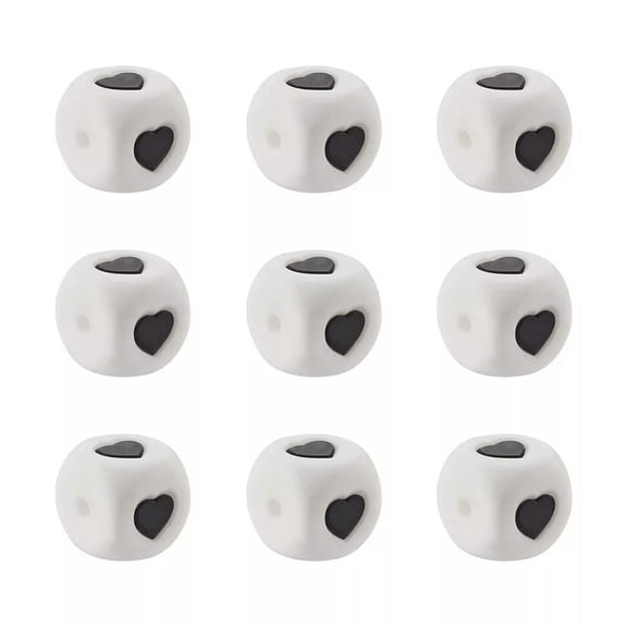 MATROOY 10Pcs Heart Pattern Silicone Beads 12mm White Square Loose Bead DIY Accessories