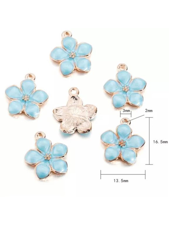 10Pcs/Lot Cute Cartoon Blue Keychains Ocean Star Pendant Charm Crafts DIY-Flowers
