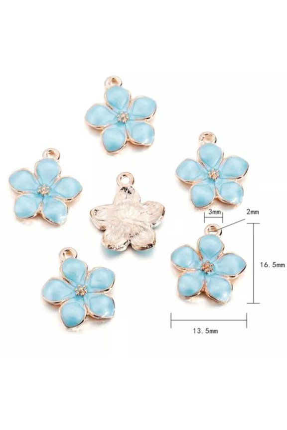 10Pcs/Lot Cute Cartoon Blue Keychains Ocean Star Pendant Charm Crafts DIY-Flowers