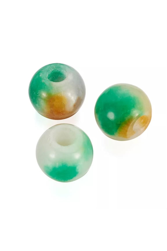 10Pcs Natural Myanmar Jade Stone Large Hole Beads Barrel Gemstone European Charm
