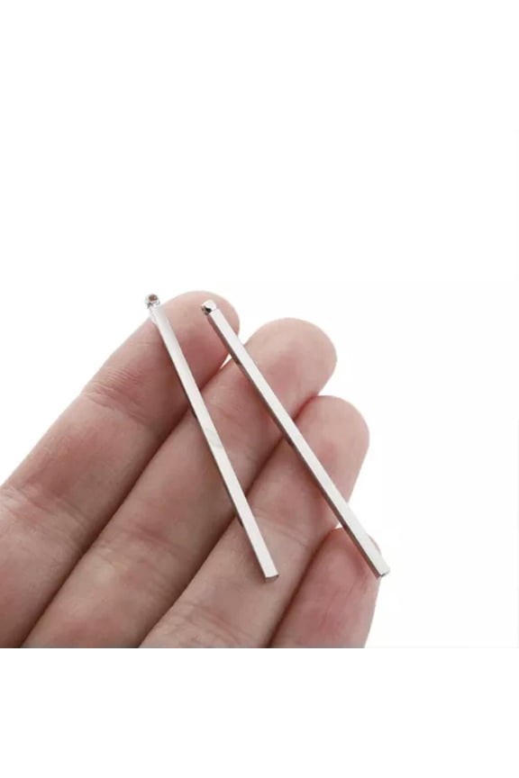 10Pcs Raw Brass Vertical Bar Pendant 50mm Long Square Bar Charms For Diy Jewelry-Gold color-2x50mm