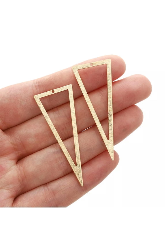 10X Raw Brass Textured Triangle Pendant Charms Hollow Geometric for Diy Jewelry