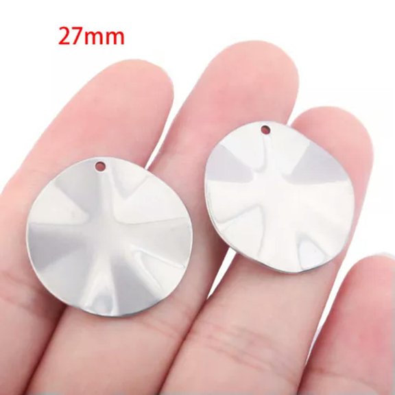 MATROOY 10X Stainless Steel Curve Round Earrings Circle Charms Plate Star Stamping Discs-charms 27mm