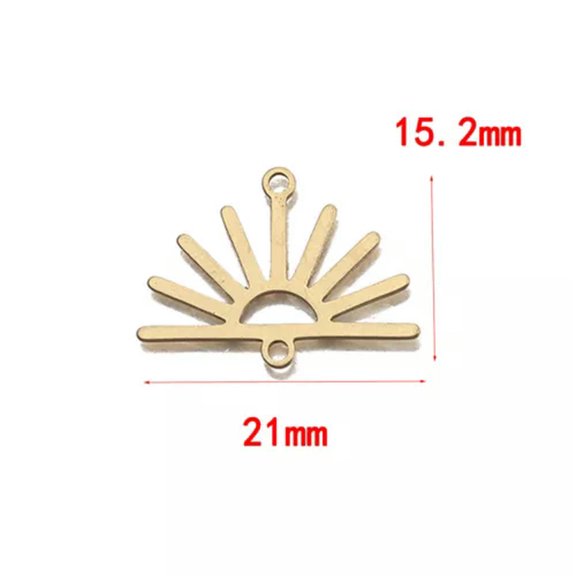 MATROOY 10X Textured Raw Brass Half Sun Charm Sunshine Semi Sunburst Pendant For Jewelry-Sun 1
