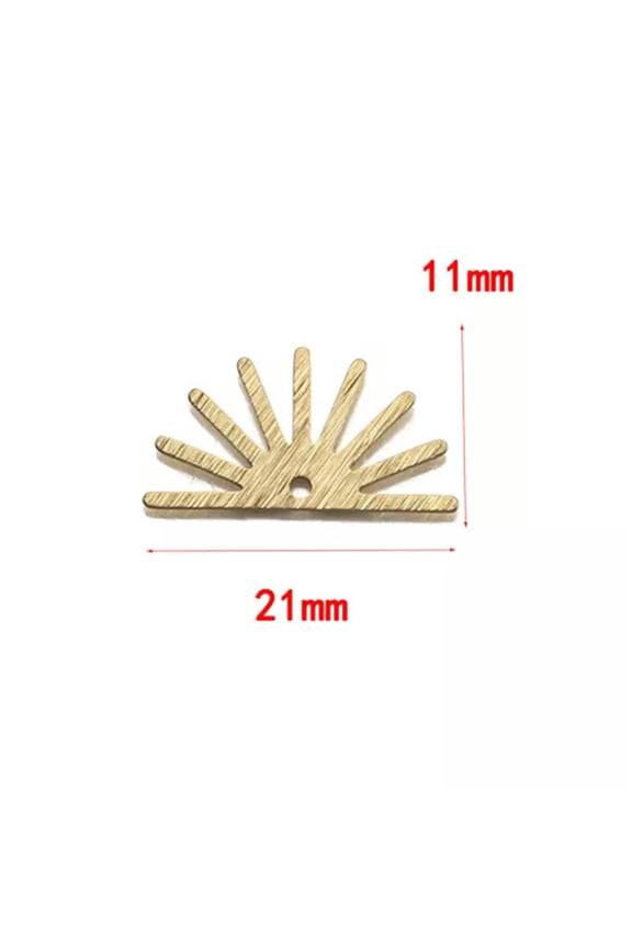 10X Textured Raw Brass Half Sun Charm Sunshine Semi Sunburst Pendant For Jewelry-Sun 3